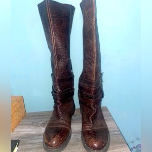 Enzo Angiolini brown leather textured calf high boot- size 10